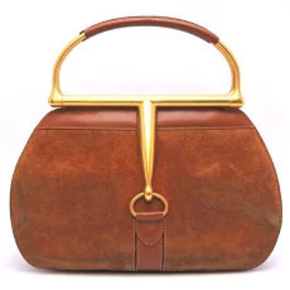 Gucci handbag brown suede body horsebit Brown